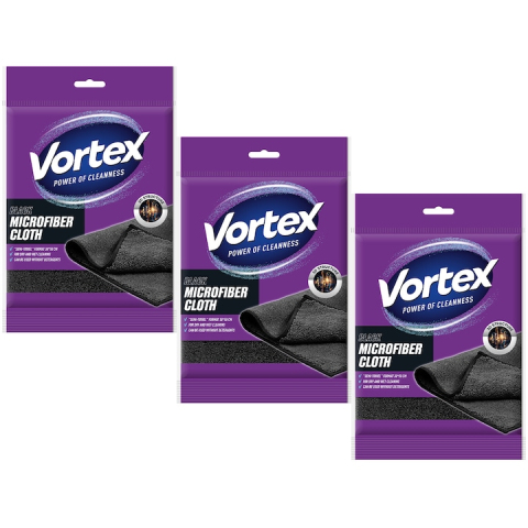 Bacanie - Laveta din microfibra Semi-prosop, 3 pachete x 1 buc, 30x50cm, Negru, VORTEX