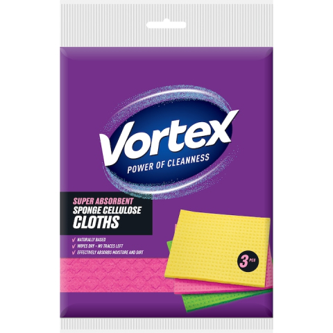Lavete din celuloza 3 pachete x 3 buc, 15.5cm x 15, 5cm, VORTEX [1]