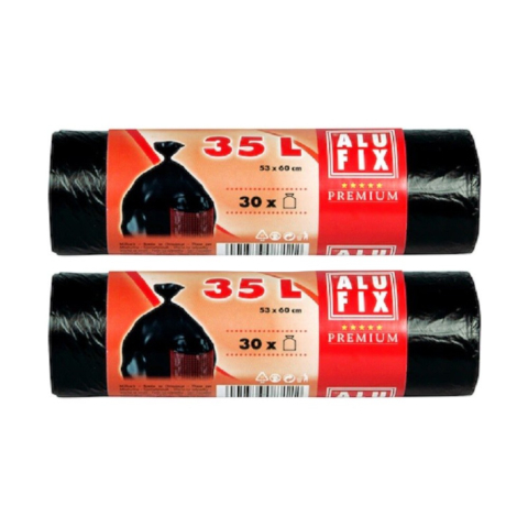 Bacanie - Pachet 2 x Saci Menajeri Alufix Premium 35 l, 53 x 60 cm, 30 Bucati