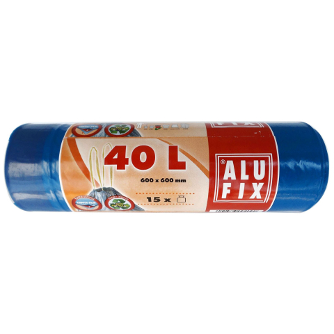 Bacanie - Saci menajeri cu banda Alufix, 40L, 15 bucati, AN