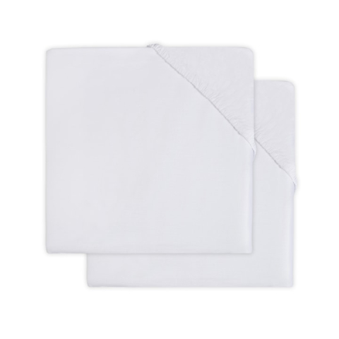 Jucarii, Copii & Bebe - Set 2 cearsafuri patut, Jollein molton, cu elastic, 75x150 cm, alba