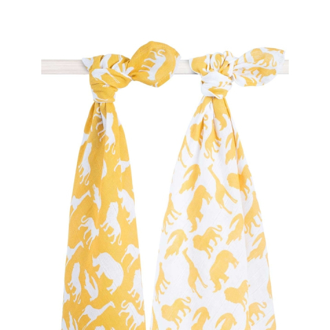 Set 2 scutece hidrofile, Jollein Safari, 115x115 cm, bumbac, galben [1]