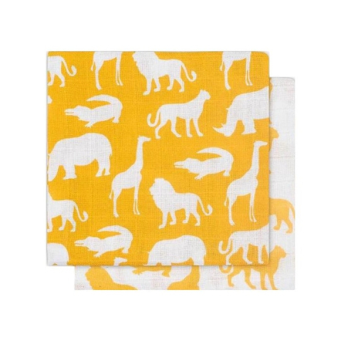 Jucarii, Copii & Bebe - Set 2 scutece hidrofile, Jollein Safari, 115x115 cm, bumbac, galben