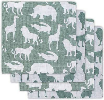Set 2 scutece hidrofile, Jollein Safari, 115x115 cm, bumbac, verde [4]