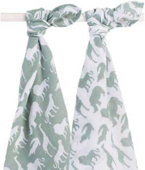 Set 2 scutece hidrofile, Jollein Safari, 115x115 cm, bumbac, verde [3]