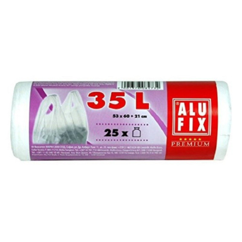 Bacanie - Set 4 x Saci Menajeri Albi AluFix Premium 35 l, 53 cm x 60 cm, 25 Bucati