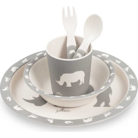 Set de Masă Copii Jollein Safari, Stone Grey, 5 piese [1]