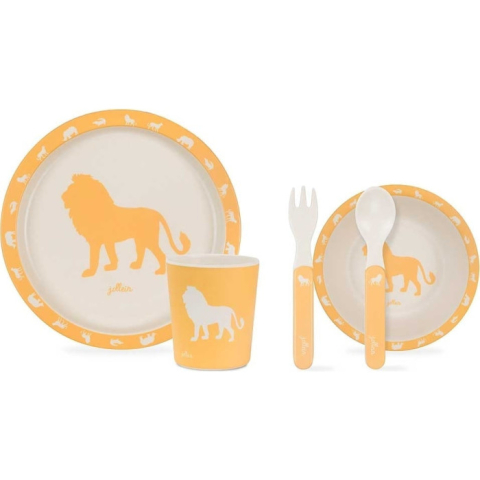 Jucarii, Copii & Bebe - Set de Masă Copii Jollein Safari, Galben, 5 piese