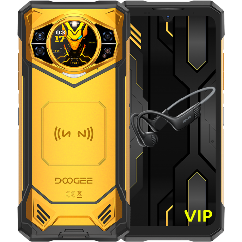 Doogee - Telefon rezistent Doogee S200X VIP Yellow, 5G, Dual Display 6.72' IPS 120Hz + 1.32' AMOLED, 512GB, 10100mAh, IP68/IP69K, Android 16 + Casti Sport BoneBeat Run