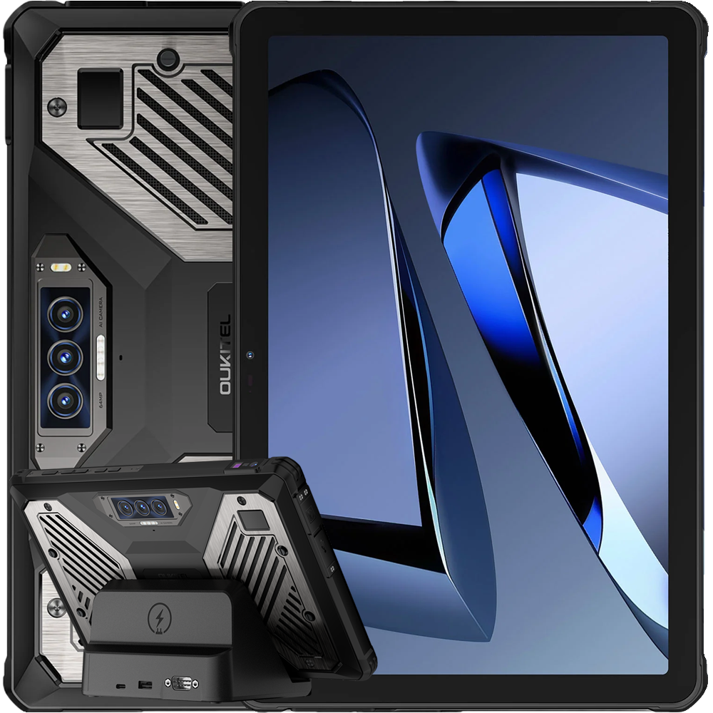 Tableta Oukitel RT10 Industry, 5G, Dual SIM, Wi-Fi, 11" 120Hz, Dimensity 7400X, 12GB RAM, 512GB, NFC, 2D Barcode Scanner SE4710, 12 PogoPins, USB, RS232, RJ45, FAP10, 25000mAh, Android 15 [1]