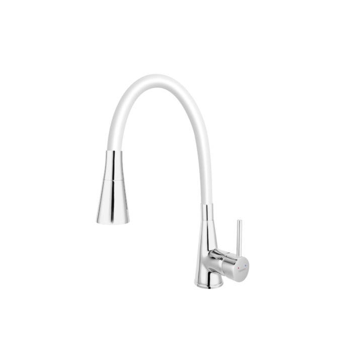 BATERIE BUCĂTĂRIE CU PIPĂ FLEXIBILĂ FERRO ZUMBA II ALB/CROM [2]