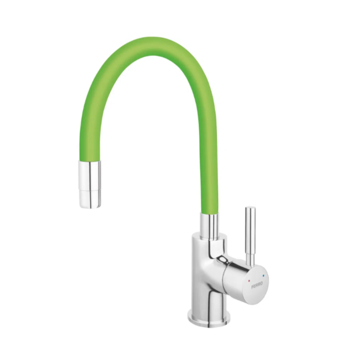 BATERIE BUCĂTĂRIE CU PIPĂ FLEXIBILĂ FERRO ZUMBA, VERDE/CROM [2]