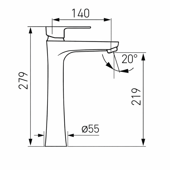 BATERIE LAVOAR FERRO ALGEO SQUARE BAQ2L, MONOCOMANDĂ, CROM [3]