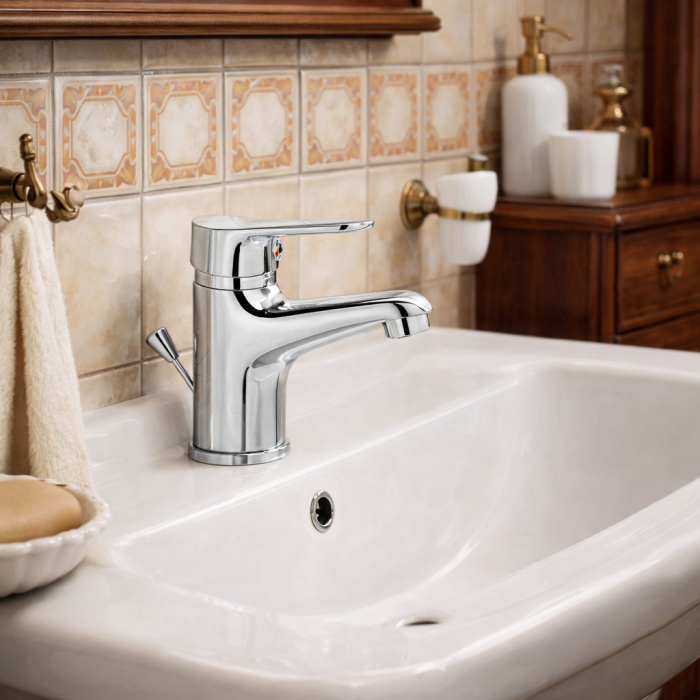 Baterie Lavoar Ferro Isso BIS2, Monocomandă, cu Ventil, Crom [3]