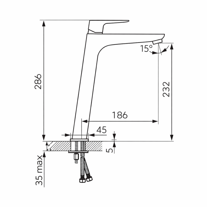 BATERIE LAVOAR ÎNALTĂ FERRO VITTO BVI2LVLBLG, BICOLOR NEGRU MAT ȘI AURIE, MONOCOMANDĂ [2]