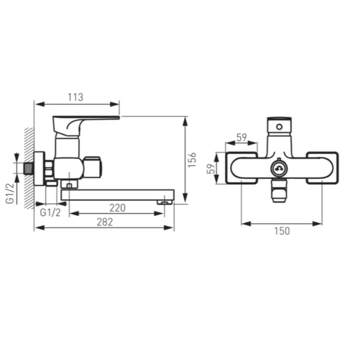 BATERIE PERETE CADĂ-DUȘ FERRO ALGEO SQUARE BAQ3A, PIPĂ PIVOTANTĂ, CROM [2]