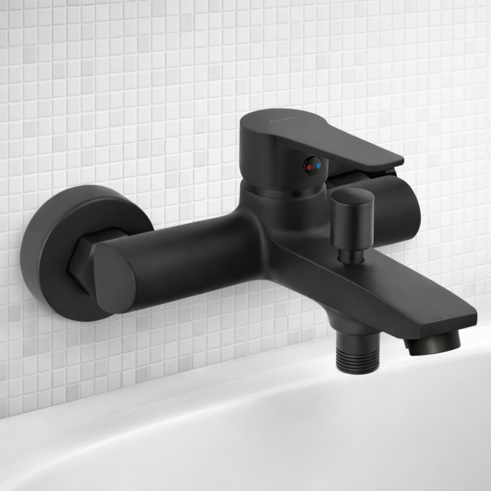 BATERIE PERETE CADĂ-DUȘ FERRO RITTO BLACK BTR1BL, MONOCOMANDĂ, NEGRU MAT [3]