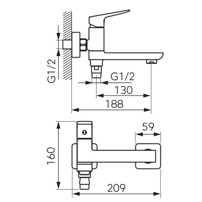 BATERIE PERETE CADĂ-DUȘ FERRO VITTO VERDELINE NEGRU MAT BVI1RVLBL [4]
