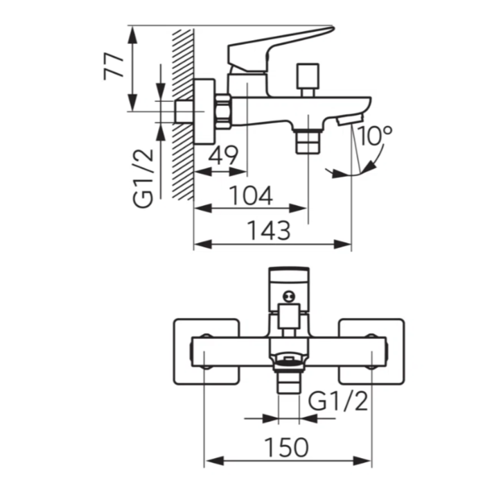 BATERIE PERETE CADĂ-DUȘ FERRO VITTO VERDELINE NEGRU MAT, BVI1VLBL [2]