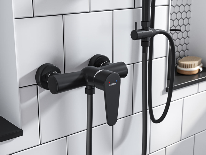 BATERIE PERETE DUȘ FERRO ALGEO BLACK, NEGRU MAT, BAG7BL [5]