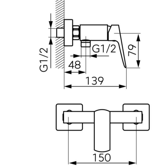 BATERIE PERETE DUȘ FERRO VITTO VERDELINE BVI7VLGM, MONOCOMANDĂ, GUNMETAL [2]