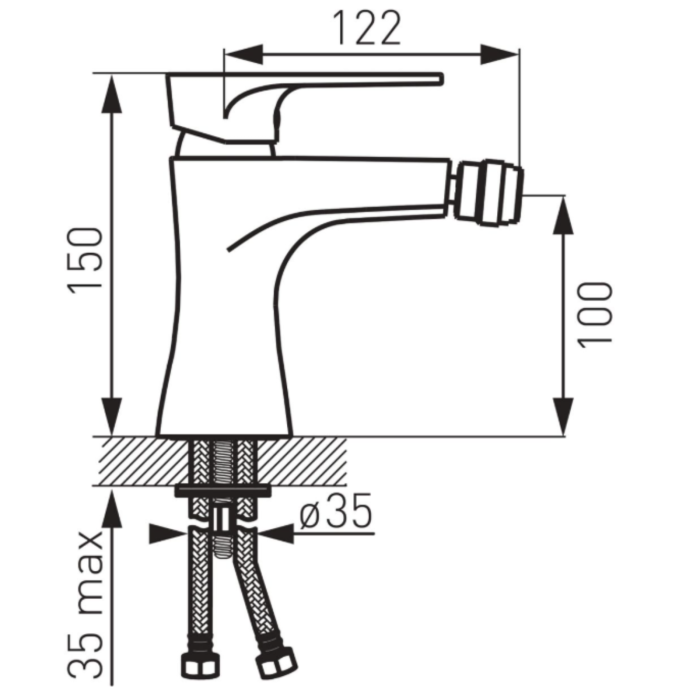 BATERIE STATIVĂ BIDEU FERRO ALGEO SQUARE BAQ6, MONOCOMANDĂ, CROM [3]
