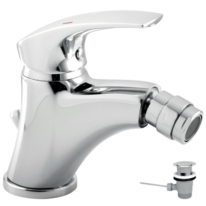 BATERIE STATIVĂ BIDEU FERRO METALIA 57, MONOCOMANDĂ, CU VENTIL INCLUS, CROM [2]