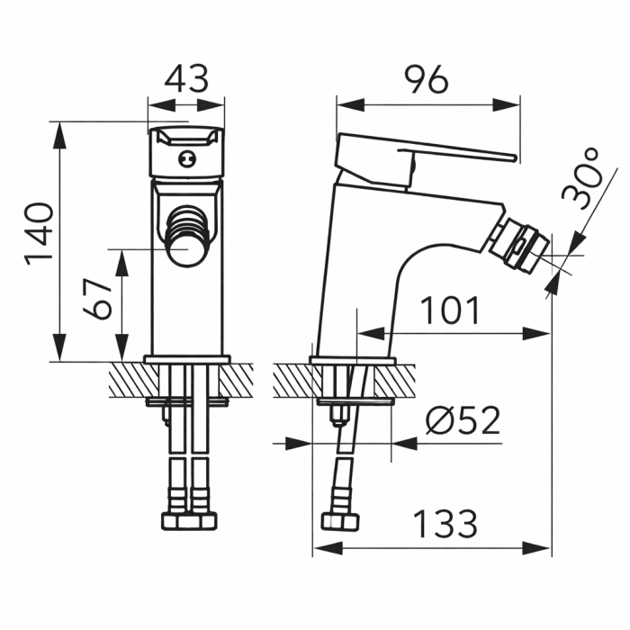 BATERIE STATIVĂ BIDEU FERRO RITTO BLACK BTR6BL, MONOCOMANDĂ, NEGRU MAT [3]