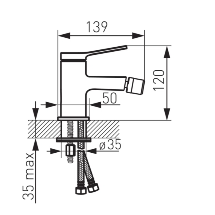 BATERIE STATIVĂ BIDEU FERRO STRATOS BSC6, MONOCOMANDĂ, CU VENTIL INCLUS, CROM [4]