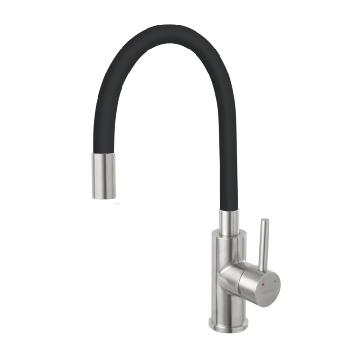 BATERIE STATIVĂ BUCĂTĂRIE FERRO ZUMBA BZA4BSS, PIPĂ FLEXIBILĂ, INOX/CROM [2]