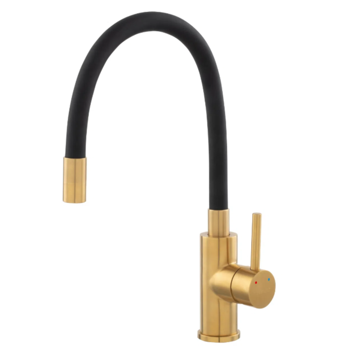 BATERIE STATIVĂ BUCĂTĂRIE FERRO ZUMBA BZA4G, PIPĂ FLEXIBILĂ, NEGRU/AURIU [2]