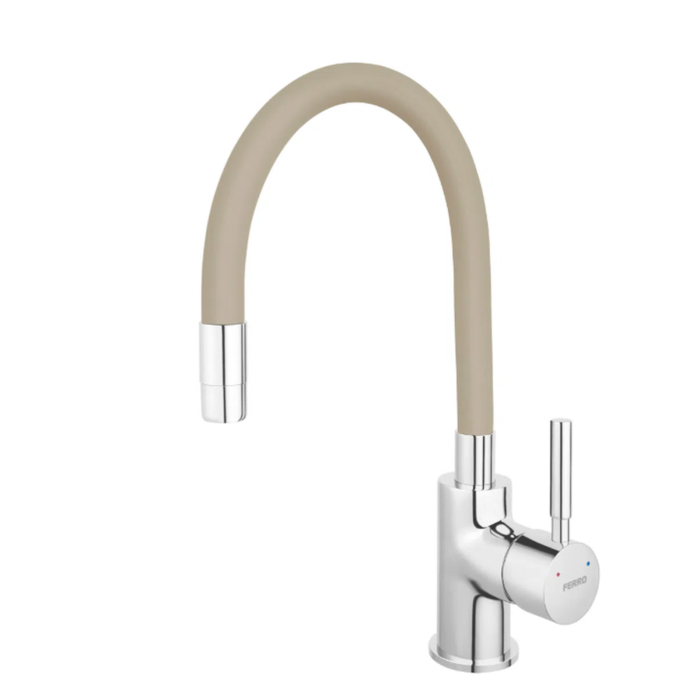 BATERIE STATIVĂ BUCĂTĂRIE FERRO ZUMBA BZA4P, PIPĂ FLEXIBILĂ, BEJ/CROM [3]