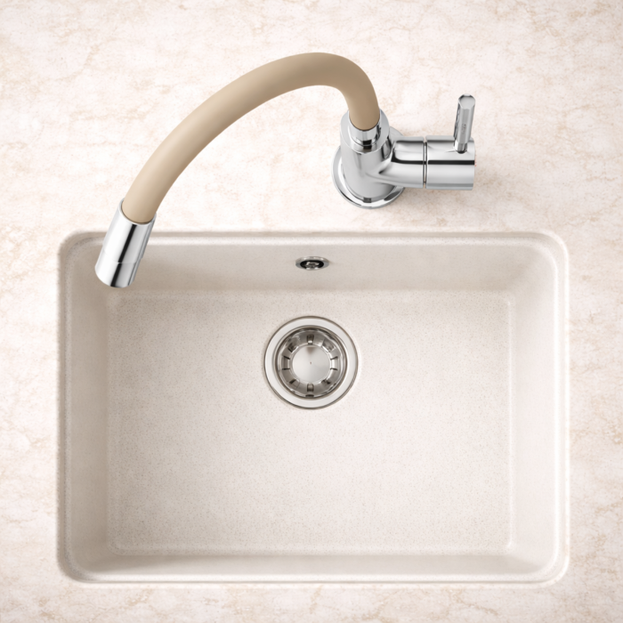 BATERIE STATIVĂ BUCĂTĂRIE FERRO ZUMBA BZA4P, PIPĂ FLEXIBILĂ, BEJ/CROM [2]