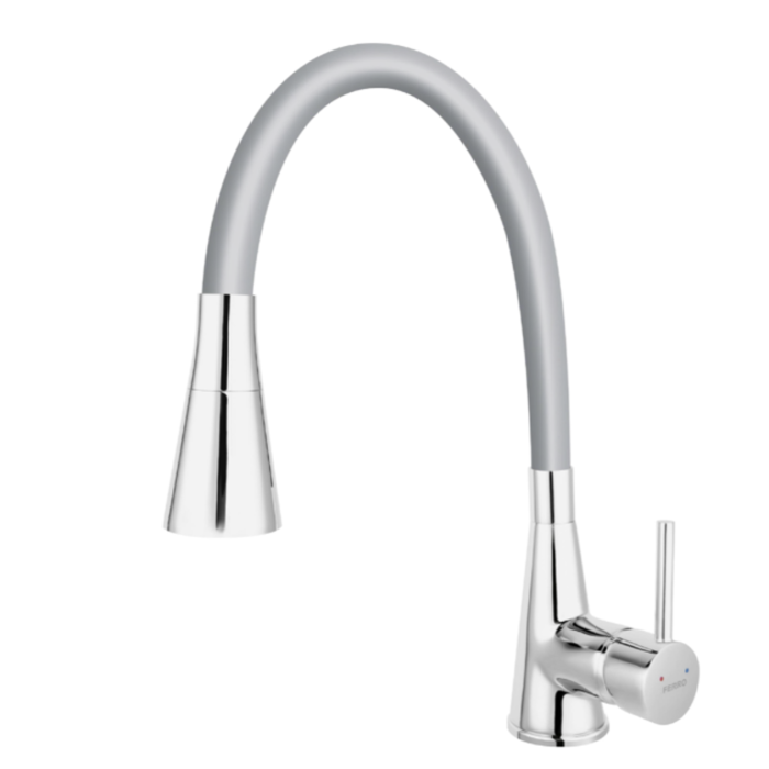 BATERIE STATIVĂ BUCĂTĂRIE FERRO ZUMBA II BZA42S, PIPĂ FLEXIBILĂ, GRI/CROM [2]