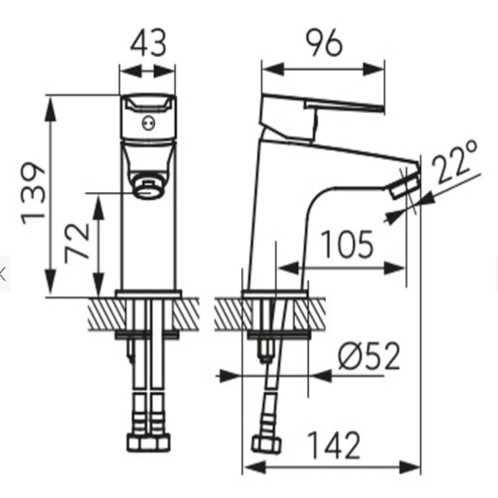 BATERIE STATIVĂ LAVOAR FERRO RITTO BLACK BTR2BL, MONOCOMANDĂ, CU VENTIL INCLUS, NEGRU MAT [3]