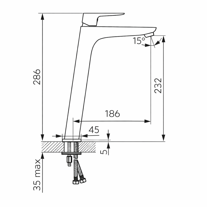 Baterie Stativă Lavoar Ferro Vitto BVI2LVLBL, Monocomandă, Negru Mat [3]