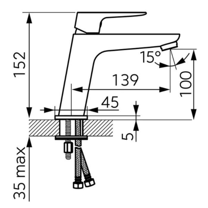 Baterie Stativă Lavoar Ferro Vitto BVI2VLGM, Monocomandă, cu Ventil inclus, Gunmetal [3]