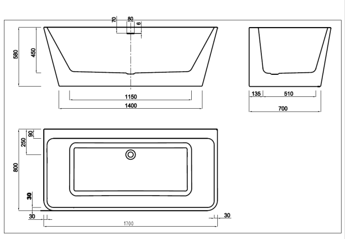 Cadă acril freestanding 170 cm [5]