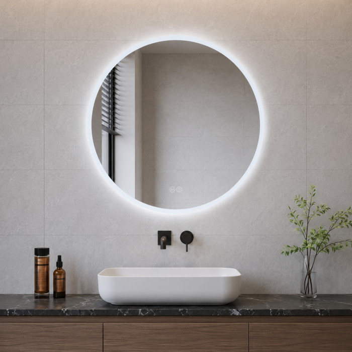 OGLINDĂ BAIE 03 CU LED, 60/80 CM, BUTON CU TOUCH, DEZABURIRE ȘI 3 CULORI DE LUMINĂ [2]