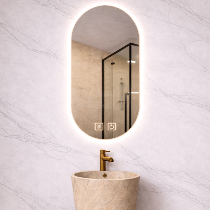 OGLINDA LED VICTORIA 50X100 CM, DEZABURIRE, TOUCH, 3 CULORI, INTENSITATE REGLABILA [2]