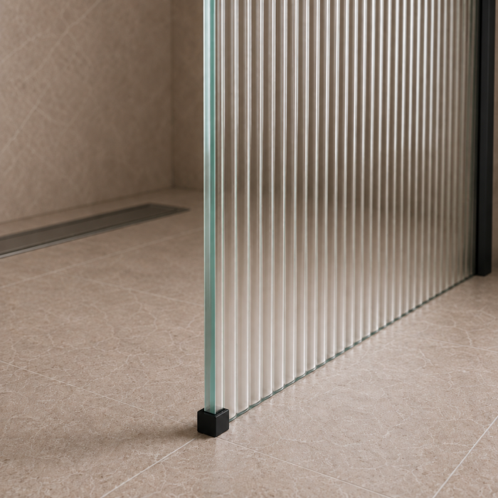 PARAVAN DUȘ WALK-IN 120x200 CM, STICLĂ SECURIZATĂ STRIATĂ (RIFLATĂ) 8 MM, NEGRU MAT [2]
