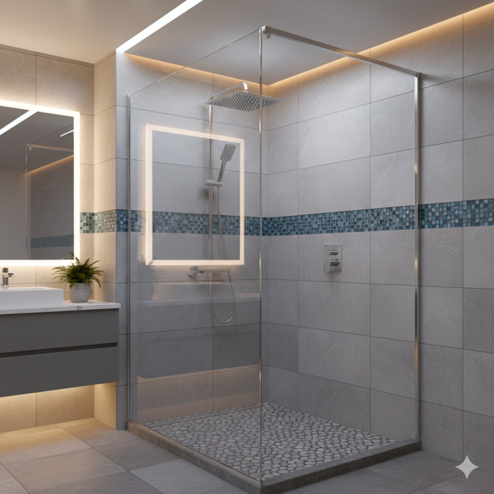 PARAVAN DUS WALK-IN STICLA TRANSPARENTA 8MM 90*200CM [4]