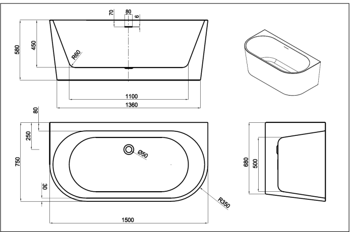 Cada freestanding acril 150 cm [8]