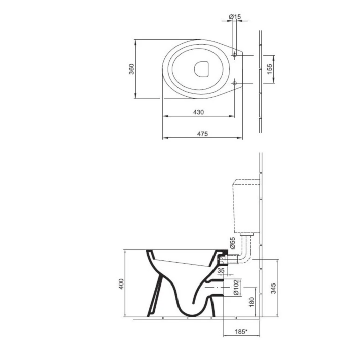 VAS WC MONDIAL BASIC , EVACUARE ORIZONTALĂ [2]