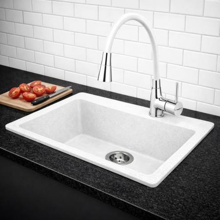 Baterii bucătărie - BATERIE BUCĂTĂRIE CU PIPĂ FLEXIBILĂ FERRO ZUMBA II ALB/CROM