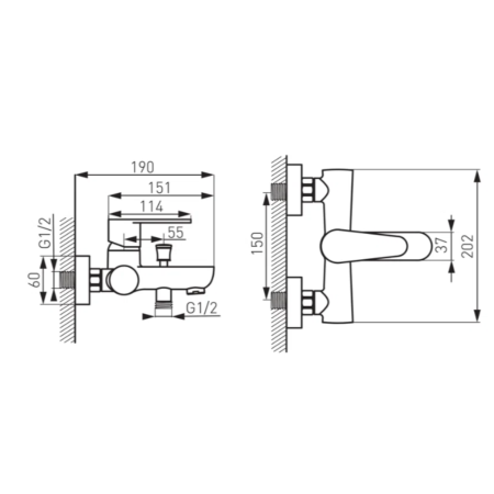 BATERIE PERETE CADĂ-DUȘ FERRO ALGEO BLACK, NEGRU MAT, BAG1BL [2]