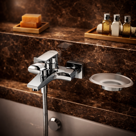 Baterie cadă - duș - BATERIE PERETE CADĂ-DUȘ FERRO ALGEO SQUARE BAQ1, MONOCOMANDĂ, CROM