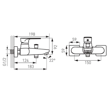 BATERIE PERETE CADĂ-DUȘ FERRO ALGEO SQUARE BAQ1, MONOCOMANDĂ, CROM [1]