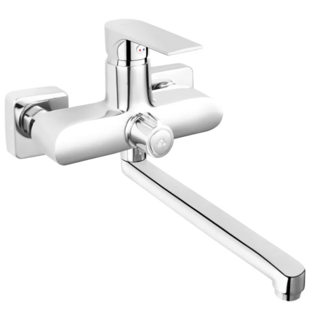 BATERIE PERETE CADĂ-DUȘ FERRO ALGEO SQUARE BAQ3A, PIPĂ PIVOTANTĂ, CROM [2]