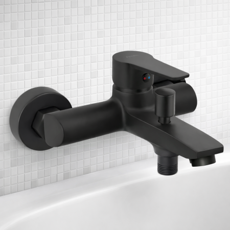 BATERIE PERETE CADĂ-DUȘ FERRO RITTO BLACK BTR1BL, MONOCOMANDĂ, NEGRU MAT [2]